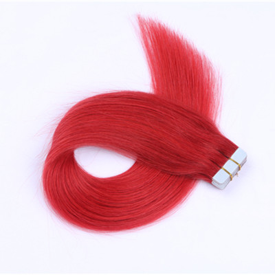  Cuticle Aligned Hair Tape In Virgin Human Hair Extensions Shed Free Remy red Straight Tape in Hair red Colors HN199